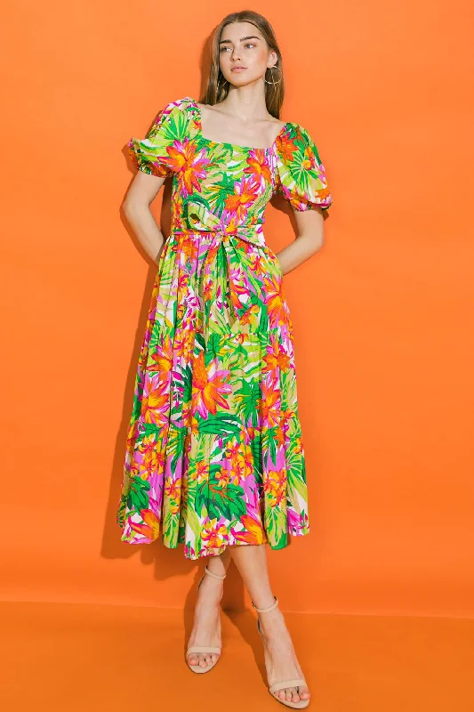 SUMMER JOURNEY FLORAL MIDI DRESS