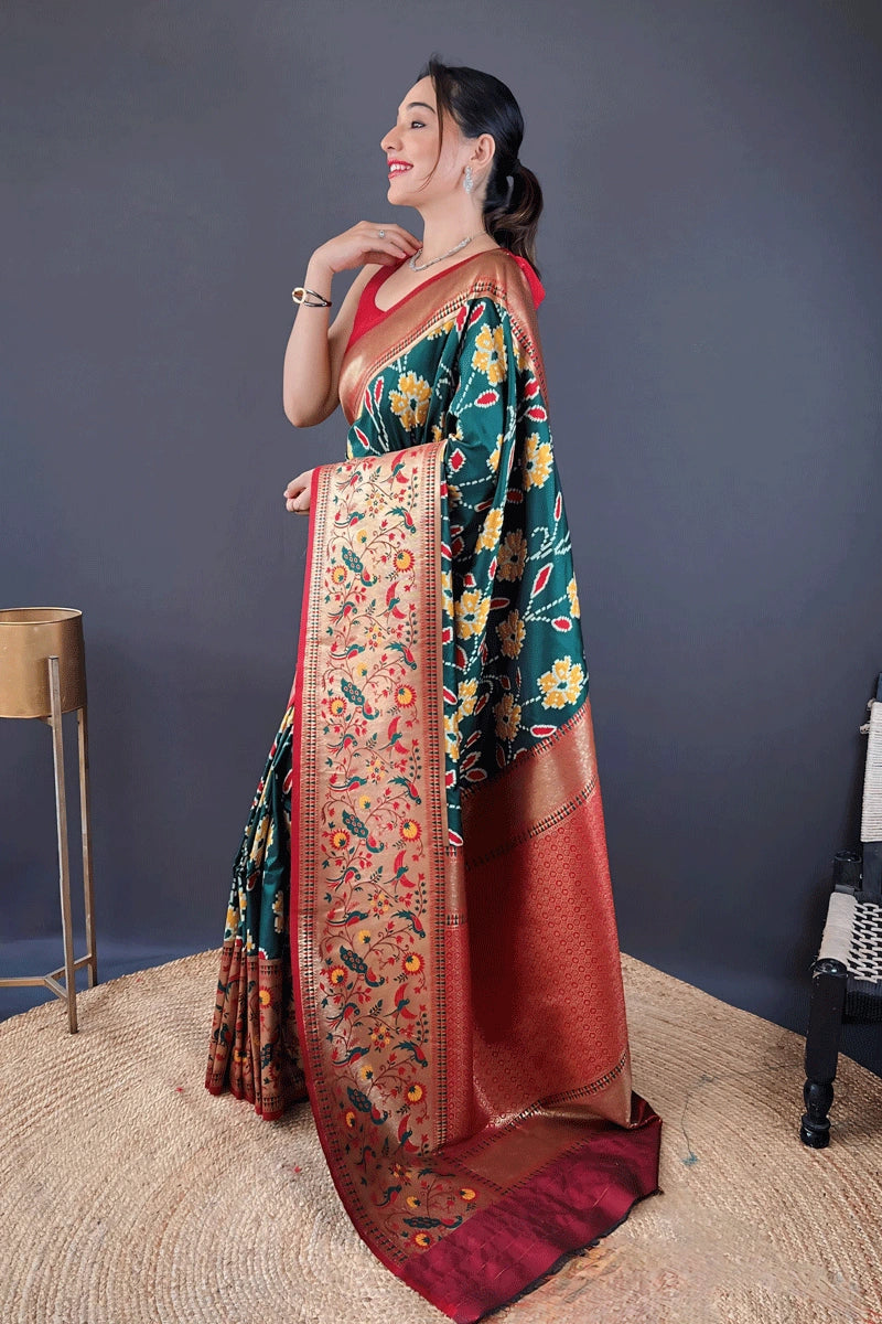 Dark Green Colour Saree For Wedding Function