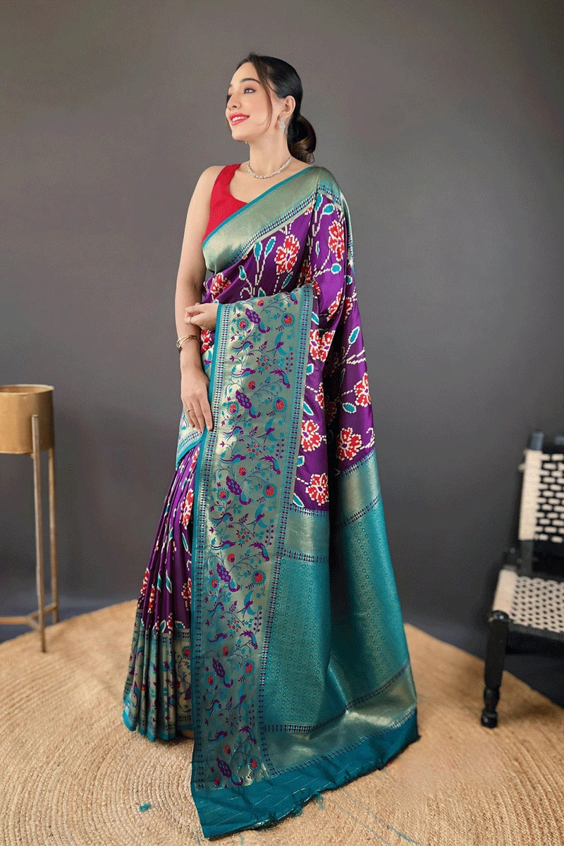 Purple Colour Silk Saree For Wedding Occasion