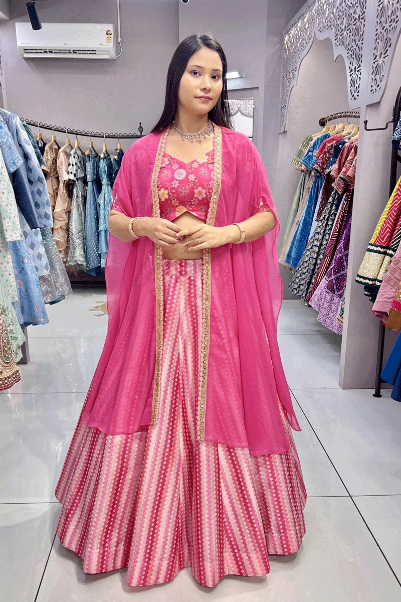 Pink Lehenga Choli With Jacket For Wedding Sangeet
