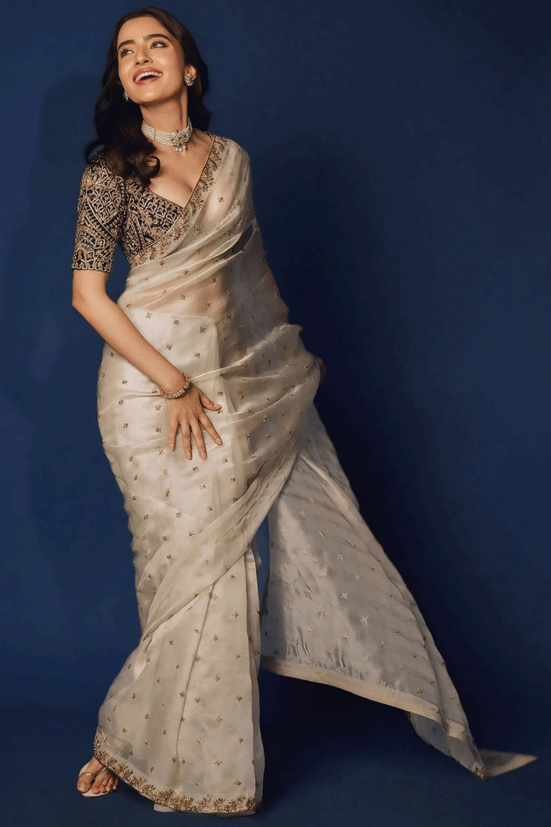 Wedding Special Cream Color Saree