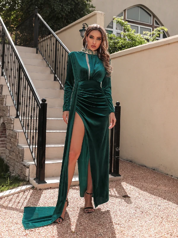 TastyHottie - Long SLeeve Burgundy Casual Party Dress