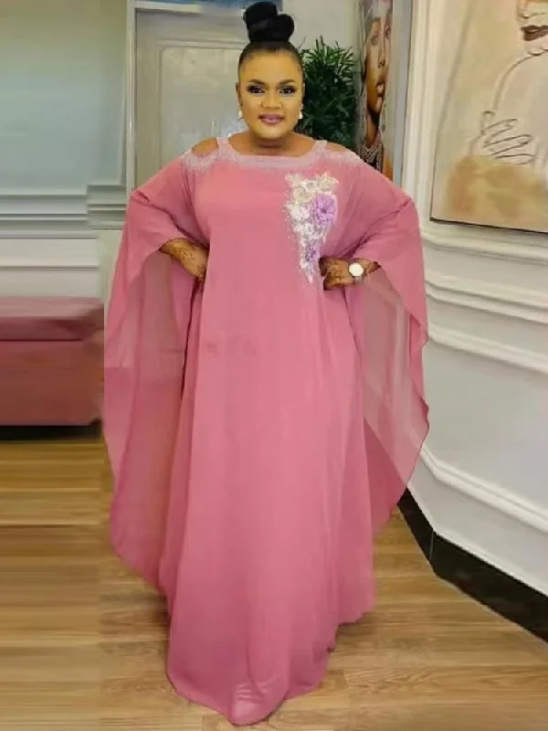 Chiffon Long Sleeve Kaftan Wedding Casual Dress