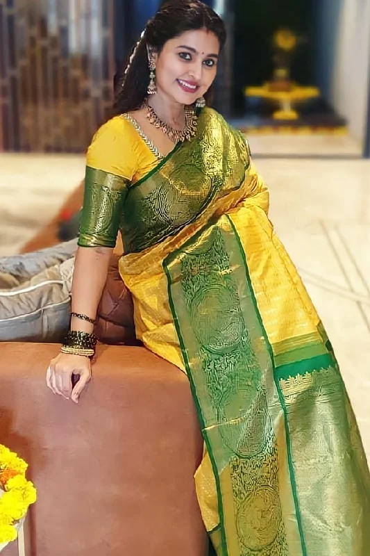 Yellow Banarasi Saree For Wedding Price In 2022