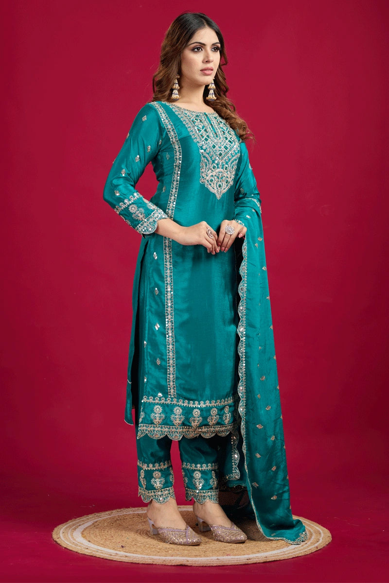 Firozi Color Dress For Wedding Sangeet