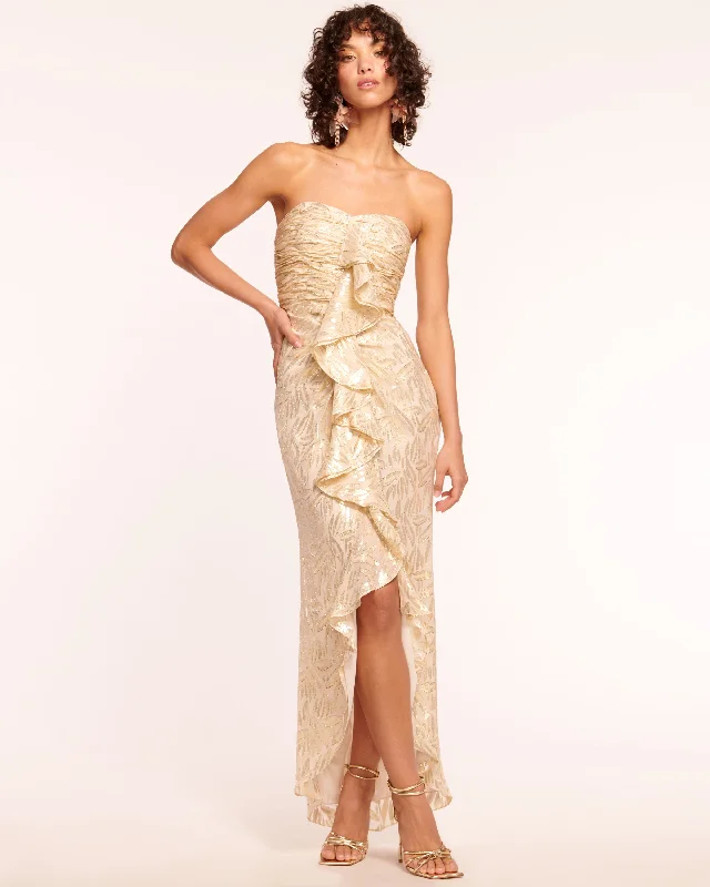 Goldie Strapless Ruffle Gown