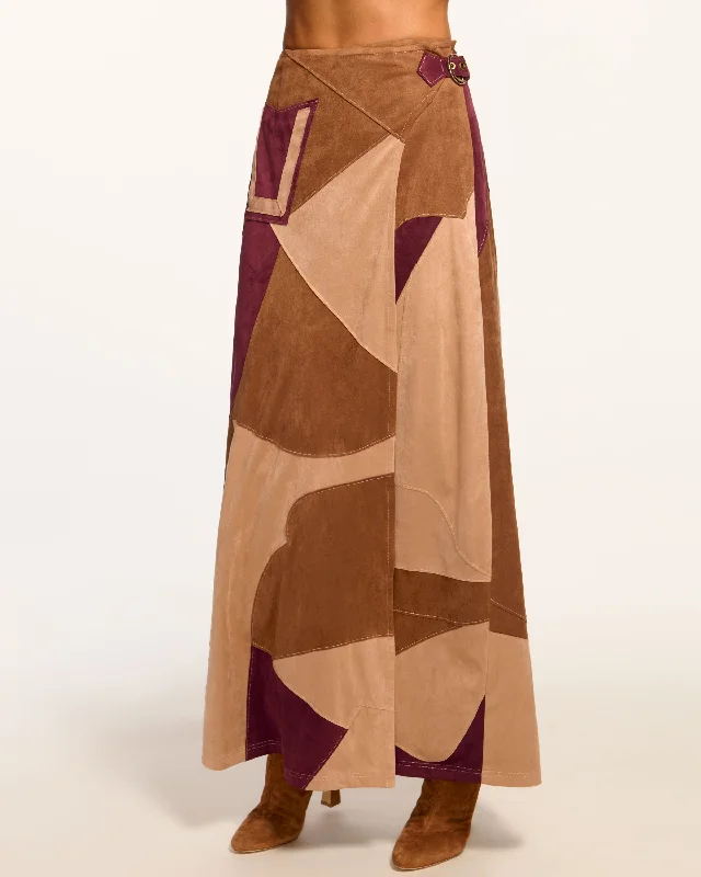 Jeannie Patchwork Faux Suede Skirt