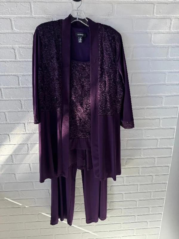 Pants Suit 2pc By R And M Richards In Purple, Size: Xl