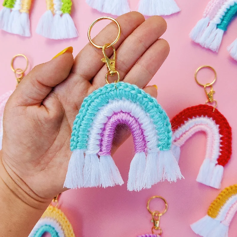 Crochet Rainbow Keychain