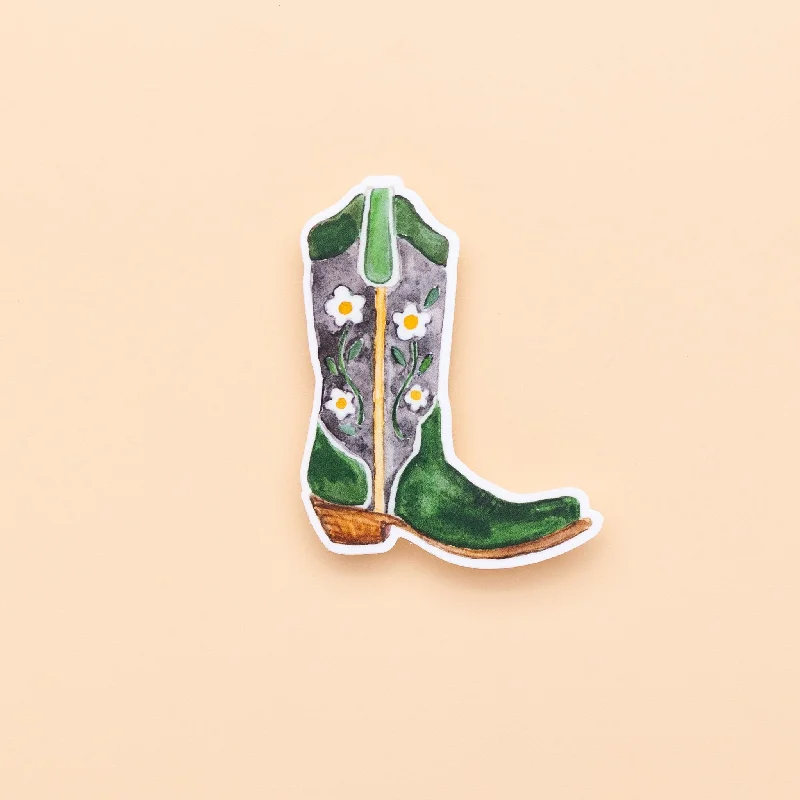Green Daisy Cowboy Boot Magnet