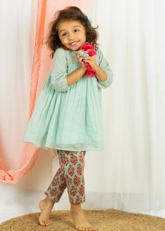 Jiyara Mint Green Loose Fit Anarkali Suit Set