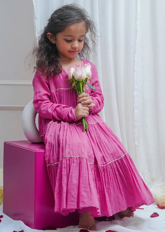 Jiyara Pink Multi Tier Anarkali Suit Set