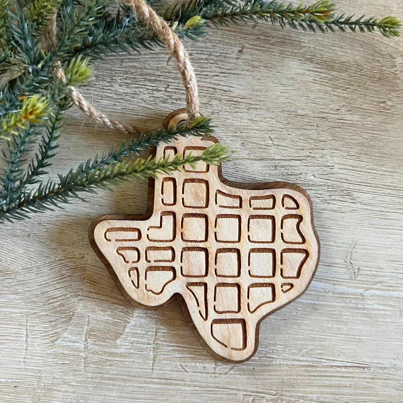 Texas Waffle Wood Engraved Ornament