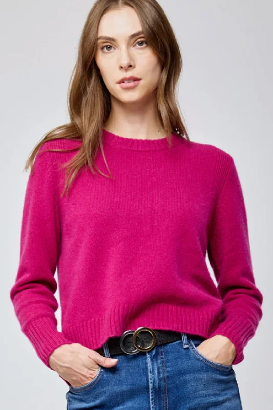 Not Shy Crew Achille Cashmere Sweater Fuchsia