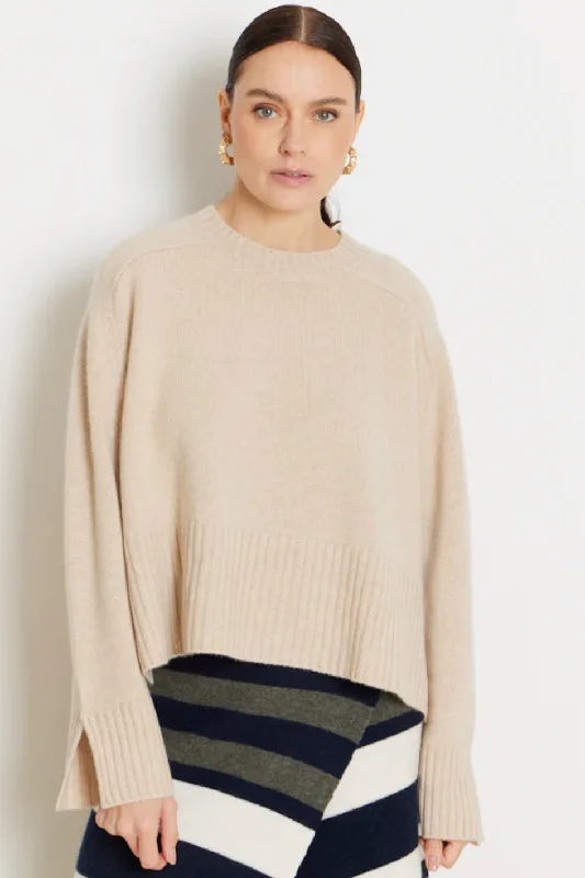 Not Shy Crew Xenia Cashmere Ecru Sweater