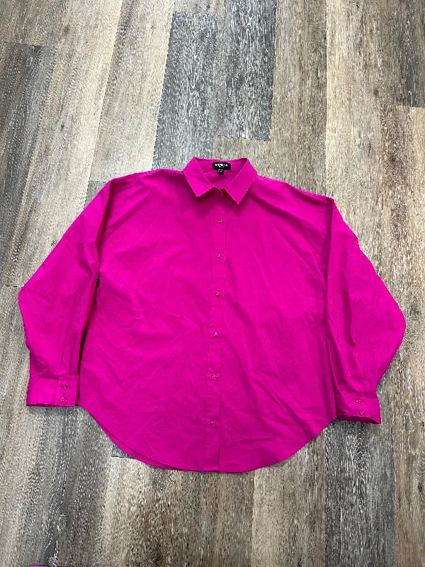 Blouse Long Sleeve By Express In Pink, Size: M