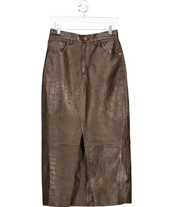 FRAME Brown The Midaxi Leather Skirt W27
