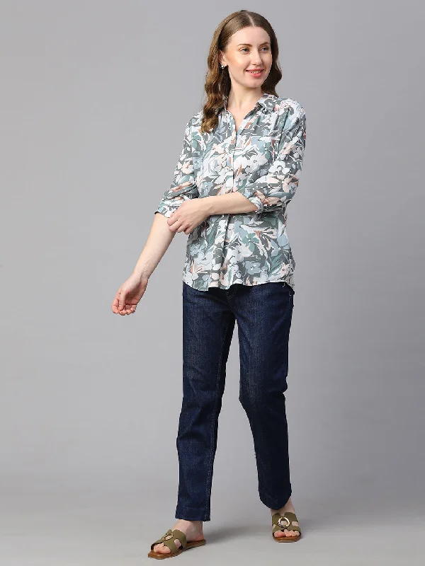 Women's Grey Viscose Regular Fit Blouse