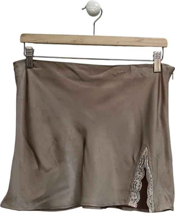 Motelrocks Nude Thelma Satin Mini Skirt In Champsgne UK M