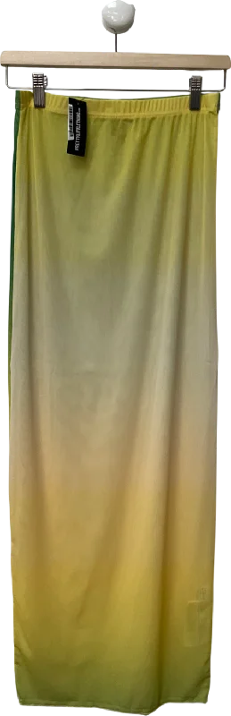 PrettyLittleThing Plus Mint Green Ombre Printed Sheer Mesh Maxi Skirt UK 10