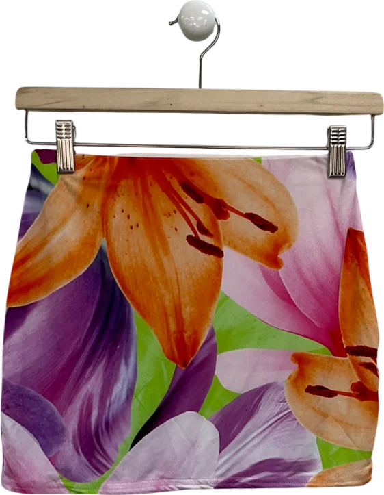 Public Desire Multicoloured Printed Floral Micro Skirt UK 10