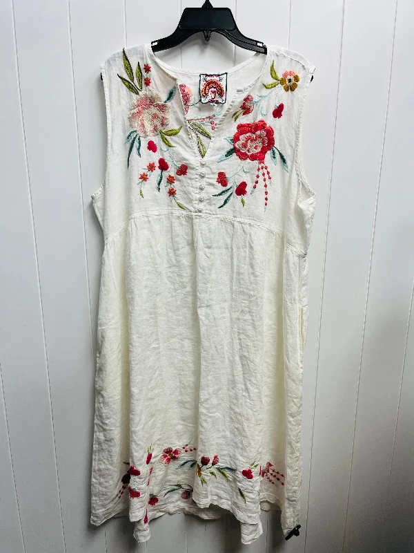Dress Casual Short By Johnny Was In Pink & White, Size: Xl