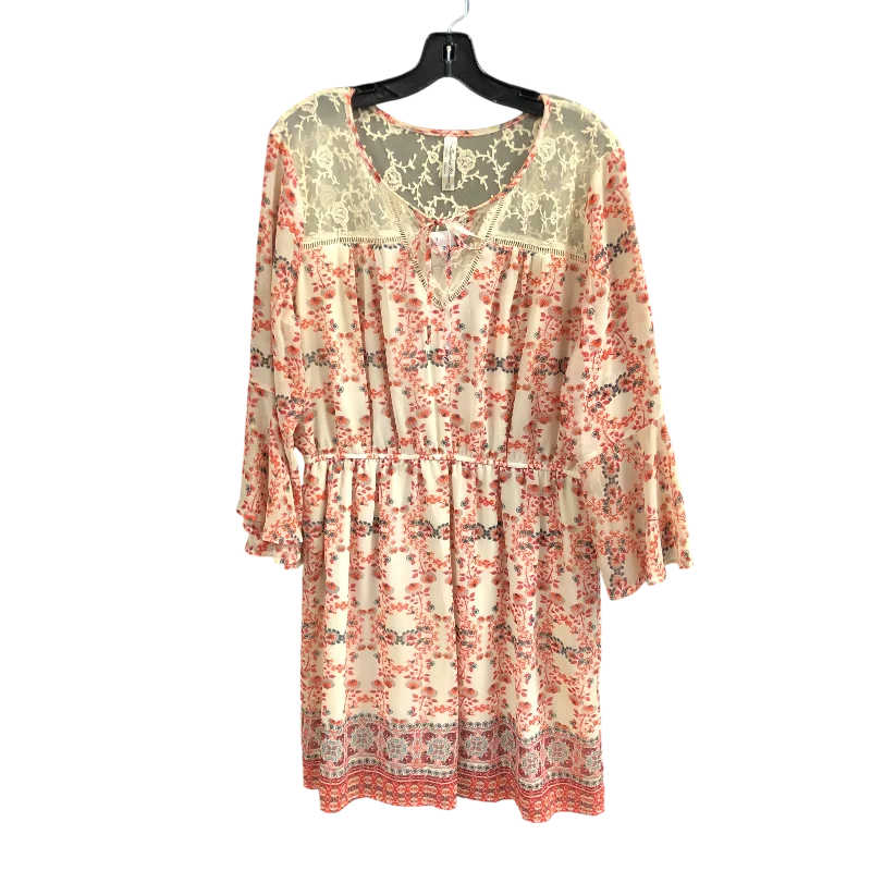 Dress Casual Short By PERSEPTION WOMEN In Cream & Orange, Size: 1x