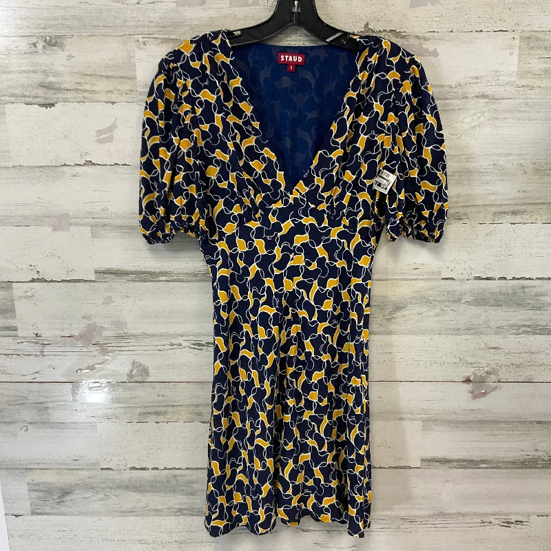 Dress Casual Short By STAUD In Blue & Yellow, Size: S