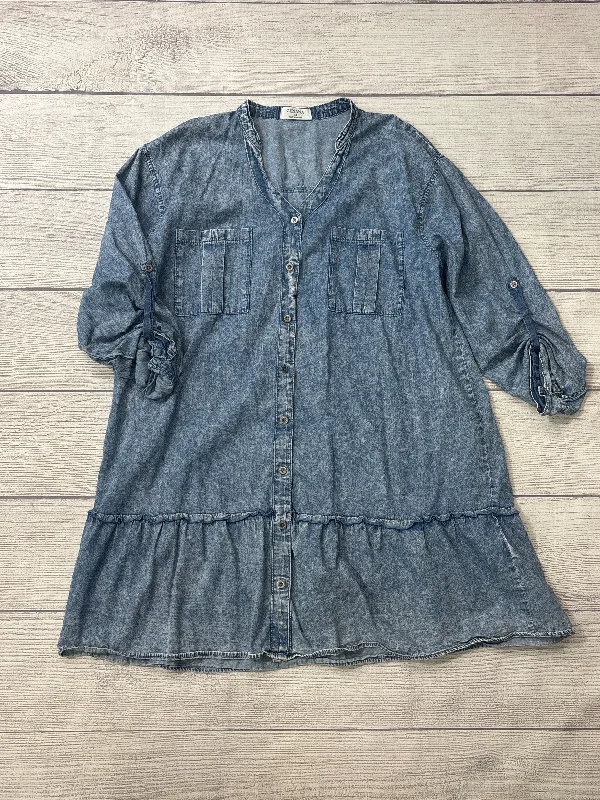 Dress Casual Short By Zenana Outfitters In Blue Denim, Size: 1x