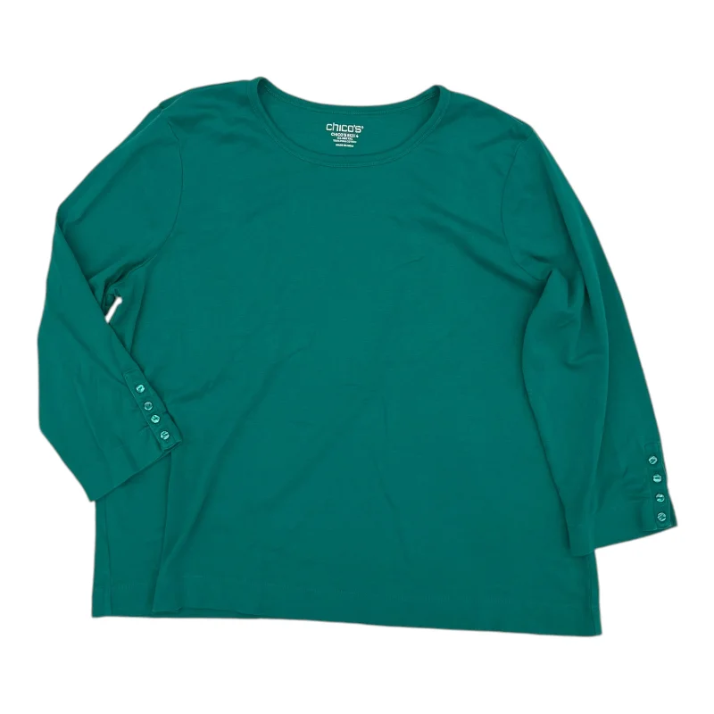 Top 3/4 Sleeve By Chicos In Green, Size:Xxl