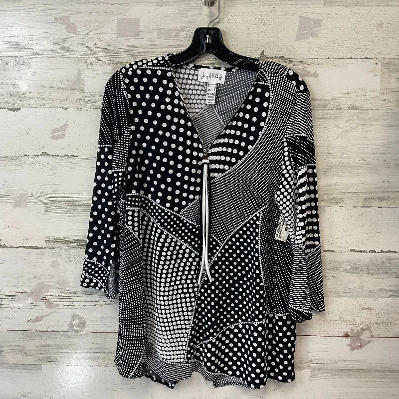 Top Long Sleeve By Joseph Ribkoff In Black & White, Size: M