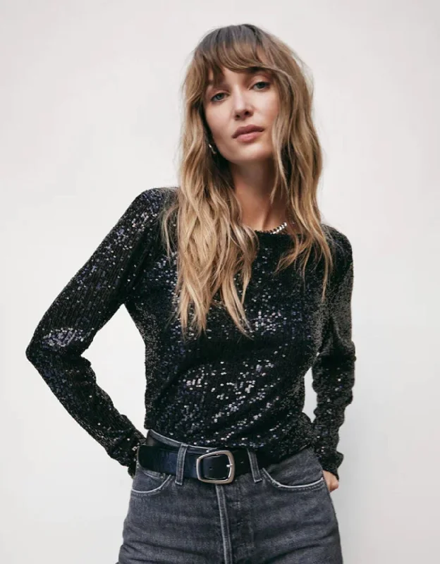 Z Supply Aurora Crop Sequin Top BLACK